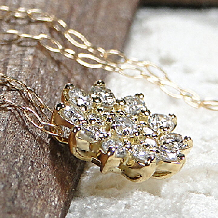 楽天市場】K18YG【0.30ct】ダイヤモンド フラワー ネックレス【送料  