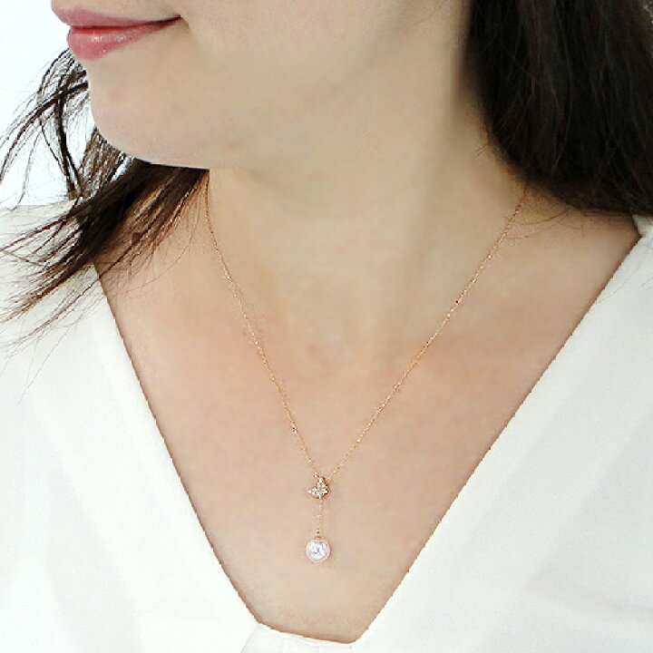 楽天市場】K18PG【8.0-8.5mm】【0.08ct】アコヤパール／ダイヤモンド Y 