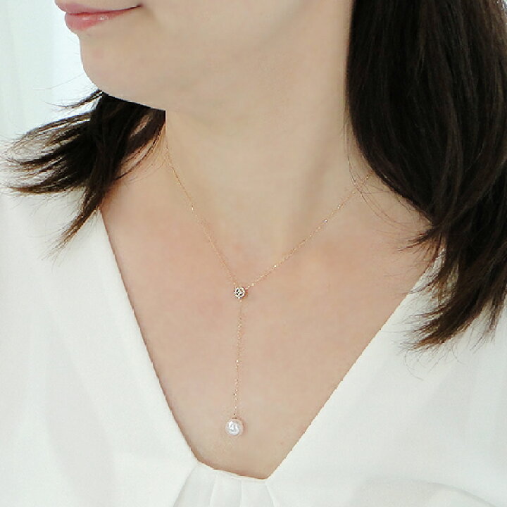楽天市場】K18PG【8.0-8.5mm】【0.08ct】アコヤパール／ダイヤモンド Y 