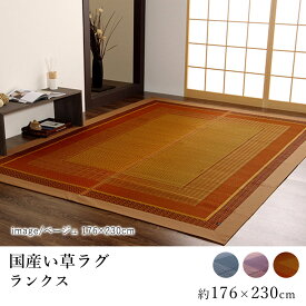 国産 い草 ラグ ラグマット カーペット おしゃれ ランクス 約176×230cm スクエア 長方形 純国産 日本製 吸湿 抗菌 消臭 春 夏 和モダン 和室 新生活 父の日