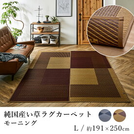 国産 い草 ラグ ラグマット カーペット おしゃれ モーニング 約191×250cm 市松柄 純国産 日本製 吸湿 抗菌 消臭 秋 冬 和モダン 和室 送料無料 新生活 父の日