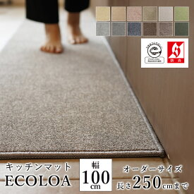 マット キッチンマット 廊下敷き オーダーサイズ【10cm単位/幅100cm×長さ210〜250cmまで】 ECOLOA エコロア ECO 消臭 防汚 静電気防止 防炎 床暖房対応 ホットカーペット対応 カラフル 日本製 国産 春 夏