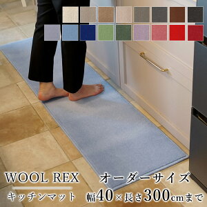 マット キッチンマット 廊下敷き オーダーサイズ【10cm単位/幅40cm×長さ260〜300cmまで】 WOOL REX ウールレックス 消臭 防虫 防ダニ 静電気防止 防炎 床暖房対応 ウール 毛 日本製 国産 春 夏