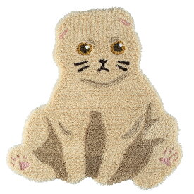 マット 玄関マット 室内 フック織り 猫 ねこ スコティッシュフォールド 《スコスワリ/約72×70cm（変形）》 おしゃれ スコ座り 日本製 国産 北欧 グレー クリーム 防ダニ 滑り止め 床暖房対応 春 夏 新生活 敬老の日 猫の日