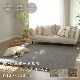 ラグ ラグマット 超極厚 60mm プードル調 130×190cm 1.5畳 ボリューム シャギー カーペット 韓国風 北欧 おしゃれ 厚手 抗菌 防ダニ 防臭 低ホルム 防音 床暖房対応 絨毯 じゅうたん NP-02