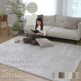 ラグ ラグマット 高反発 2層 34mm フランネル 95×140cm 0.7畳 ボリューム カーペット 韓国風 おしゃれ 厚手 抗菌 防ダニ 防臭 低ホルム 防音 床暖房対応 絨毯 じゅうたん NP-03