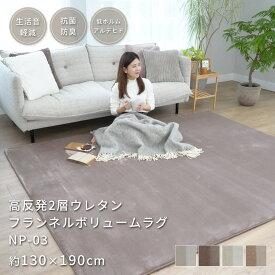 ラグ ラグマット 高反発 2層 34mm フランネル 130×190cm 1.5畳 ボリューム カーペット 韓国風 おしゃれ 厚手 抗菌 防ダニ 防臭 低ホルム 防音 床暖房対応 絨毯 じゅうたん NP-03