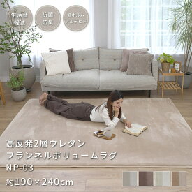 ラグ ラグマット 高反発 2層 34mm フランネル 190×240cm 3畳 ボリューム カーペット 韓国風 おしゃれ 厚手 抗菌 防ダニ 防臭 低ホルム 防音 床暖房対応 絨毯 じゅうたん NP-03
