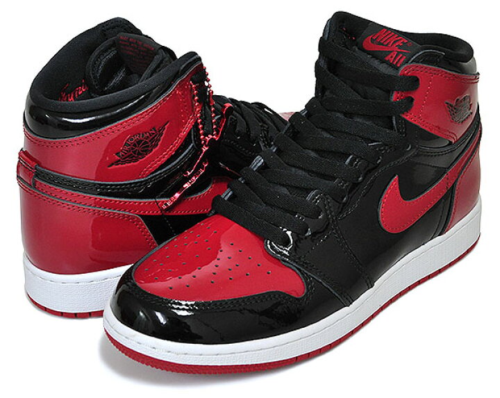 楽天市場】NIKE AIR JORDAN 1 RETRO HI OG GS PATENT BRED black  