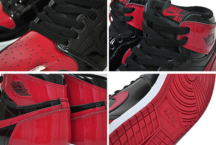楽天市場】NIKE AIR JORDAN 1 RETRO HI OG GS PATENT BRED black  