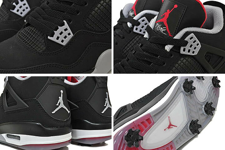 楽天市場】NIKE JORDAN 4 GOLF BRED black/fire red-cement grey 