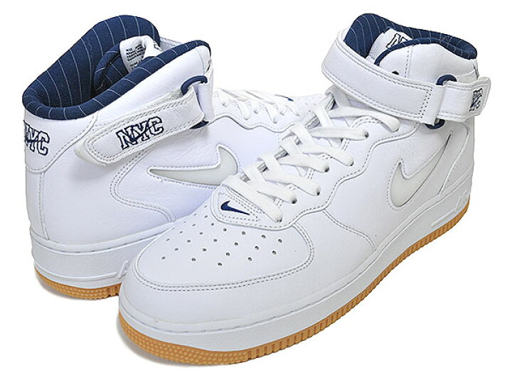 楽天市場】NIKE AIR FORCE 1 MID QS NYC white/white-midnight navy 