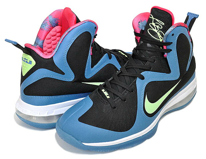 楽天市場】NIKE LEBRON IX SOUTH COAST black/lime glow-dutch blue 