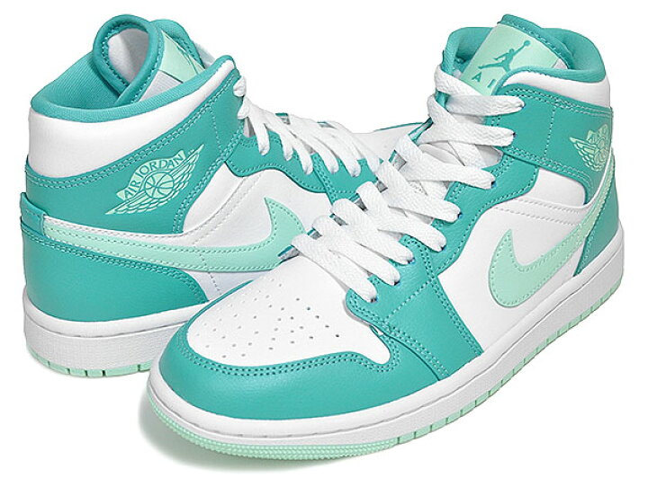 楽天市場】NIKE WMNS AIR JORDAN 1 MID washed teal/mint foam-wht  