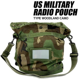 US MILITARY RADIO POUCH TYPE WOODLAND CAMO apb03-w-camo USミリタリー ラジオポーチ 鞄 DEAD STOCK デッドストックアイテム インポート アウトドア ショルダーバッグ