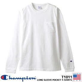 Champion LONG SLEEVE POCKET T-SHIRTS MADE IN USA WHITE c5-p401-010 チャンピオン ティーテンイレブン ロングスリーブ ポケット Tシャツ ヘビーウェイト T1011 ホワイト 白 ロンT