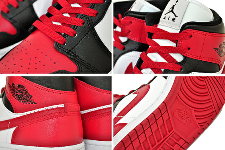 楽天市場】NIKE WMNS AIR JORDAN 1 MID BRED TOE black/gym red-white 