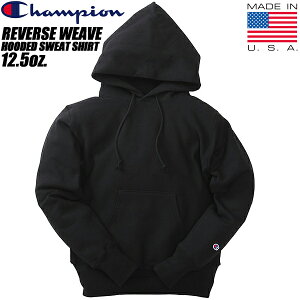 [ |CgUP & ȊN[|!! ] Champion REVERSE WEAVE HOODED SWEAT SHIRT MADE IN USA 12.5oz. BLACK c5-u101-090 `sI o[XEB[u(R) t[fbh XEFbg ubN p[J[ 12.5IX ԒP