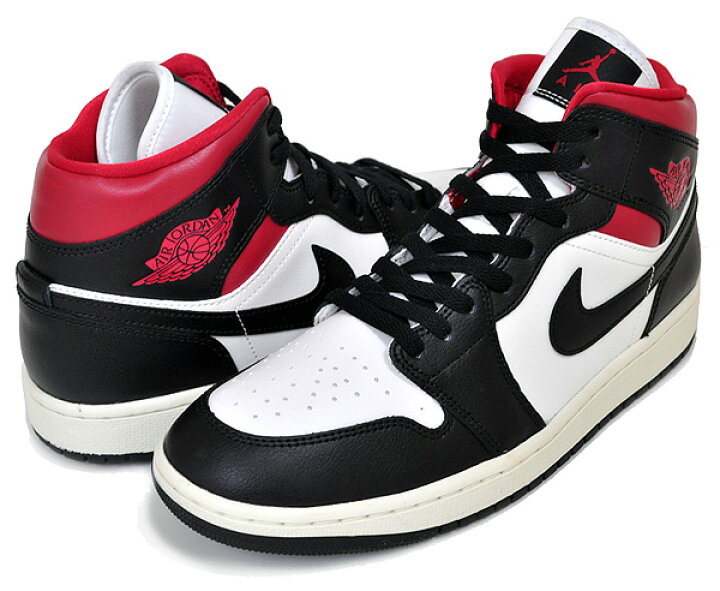 楽天市場】NIKE WMNS AIR JORDAN 1 MID black/gym red-sail bq6472-061 