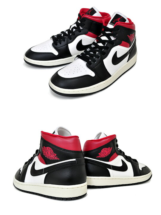 楽天市場】NIKE WMNS AIR JORDAN 1 MID black/gym red-sail bq6472-061  