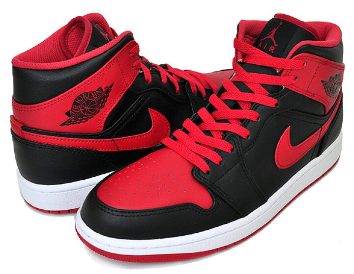楽天市場】NIKE AIR JORDAN 1 MID black/fire red-white dq8426-060 