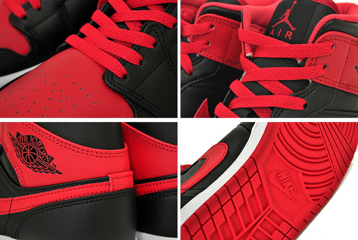 楽天市場】NIKE AIR JORDAN 1 MID black/fire red-white dq8426-060 