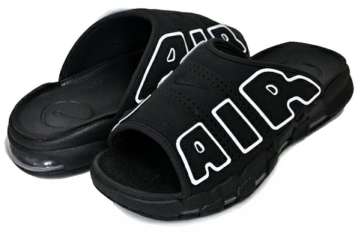 楽天市場】NIKE AIR MORE UPTEMPO SLIDE black/white-black-clear  