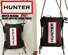 HUNTER ORIGINAL TRAVEL RIPSTOP PHONE POUCH BLACK ubp1514nrs rbo ハンター トラベル リップストップ リサイクル ナイロン フォンポーチ バッグ ポーチ サコッシュ ブラック ホワイト レッド