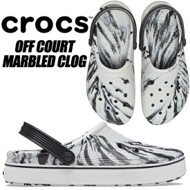 crocs OFF COURT MARBLED CLOG BLACK/WHITE 208601-066 クロックス オフコートマーブル クロッグ サンダル マーブル クロッグ ミュール 軽量