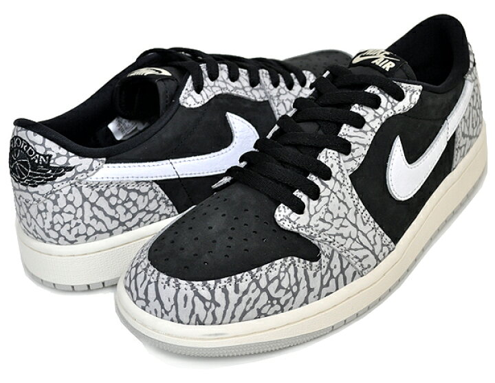 楽天市場】NIKE AIR JORDAN 1 RETRO LOW OG black/muslin-tech grey  