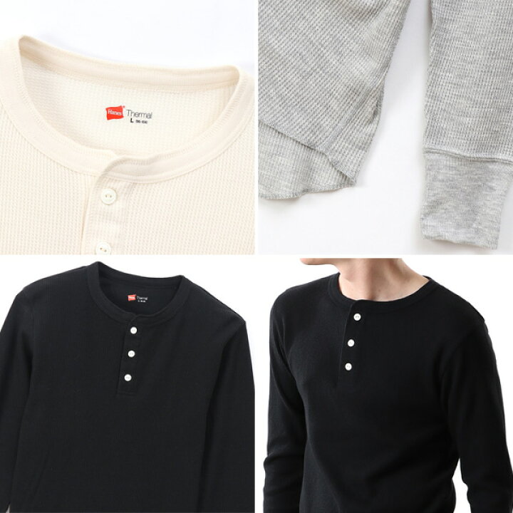 楽天市場】Hanes THERMAL HENRYNECK LONG SLEEVE hm4-q502 ヘインズ 