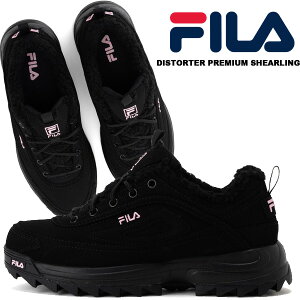 FILA DISTORTER PREMIUM SHEARLING BLACK/PINK wfw23035-974 フィラ ディストーター プレミアム シアリング レディース 厚底 スニーカー ブラック ピンク シャークソール