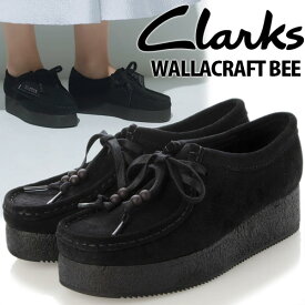 CLARKS WALLACRAFT BEE BLACK SUEDE 26173497 クラークス ワラクラフトビー ブラックスエード レディース 厚底 ウエッジ