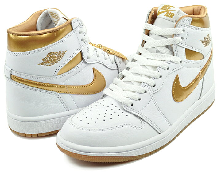 楽天市場】NIKE WMNS AIR JORDAN 1 RETRO HI OG white/metallic gold 