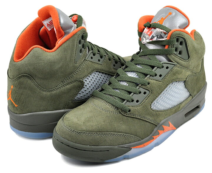 楽天市場】NIKE AIR JORDAN 5 RETRO army olive/solar orange dd0587  