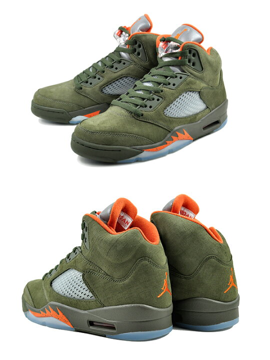 楽天市場】NIKE AIR JORDAN 5 RETRO army olive/solar orange dd0587  
