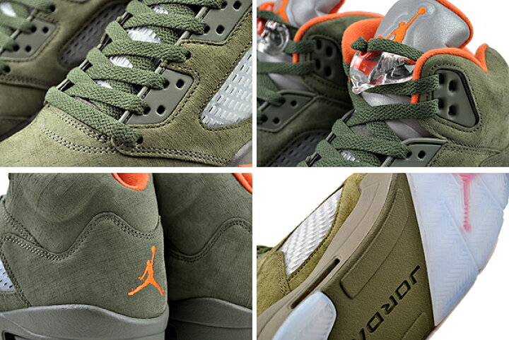 楽天市場】NIKE AIR JORDAN 5 RETRO army olive/solar orange dd0587 