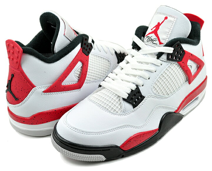 楽天市場】NIKE AIR JORDAN 4 RETRO RED CEMENT white/fire red-black  