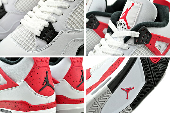 楽天市場】NIKE AIR JORDAN 4 RETRO RED CEMENT white/fire red-black  