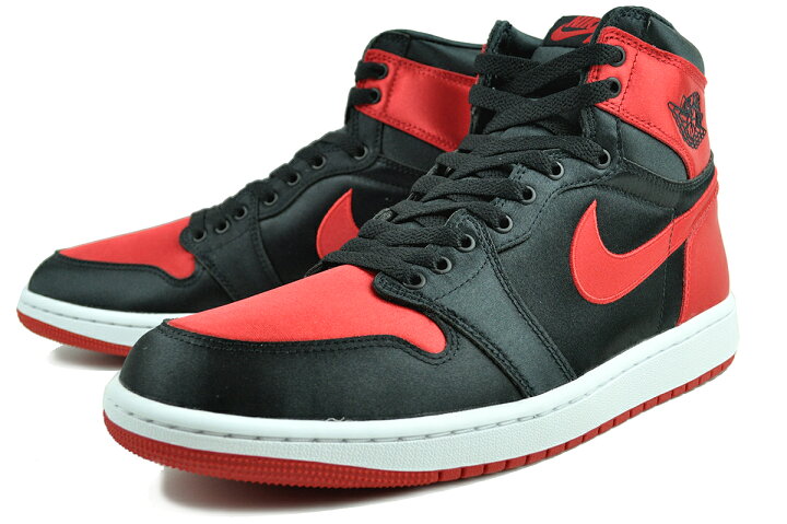 楽天市場】NIKE WMNS AIR JORDAN 1 RETRO HI OG SATIN BRED black  