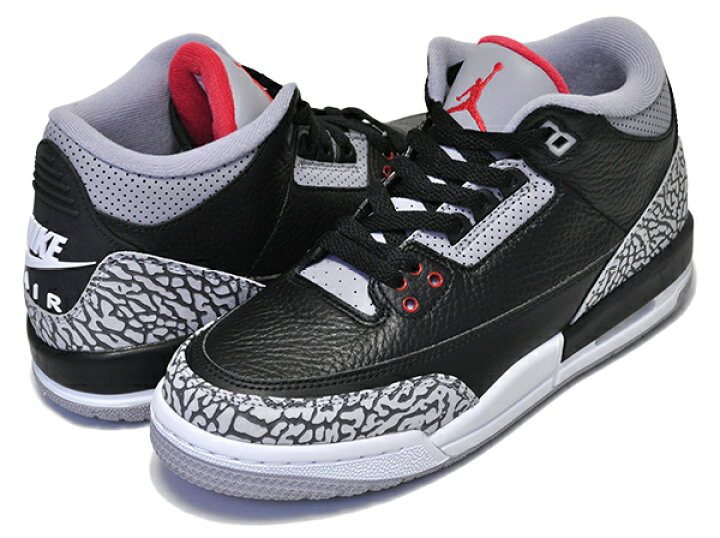 楽天市場】NIKE AIR JORDAN 3 RETRO OG BG black/fire red-cement grey 