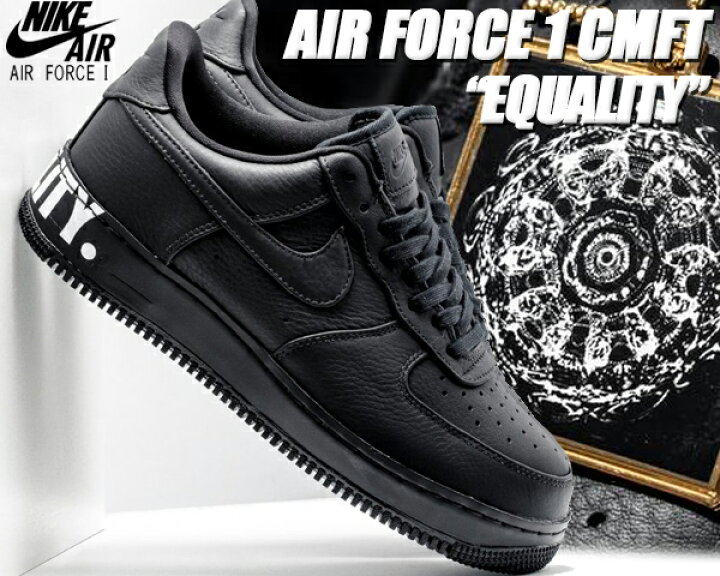 楽天市場】NIKE AIR FORCE 1 CMFT EQUALITY QS black-blk-white-gold 