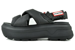 HUNTER U CITY REBEL PUFFED CROSSOVER SANDAL BLACK ufd3116nyl-blk n^[ jZbNX VeB x pth NXI[o[ T_ ubN