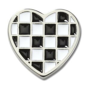 crocs JIBBITZ SILVER CHECKERBOARD HEART 10012307 �N���b�N�X �W�r�b�c �V���o�[ �`�F�b�J�[�{�[�h �n�[�g