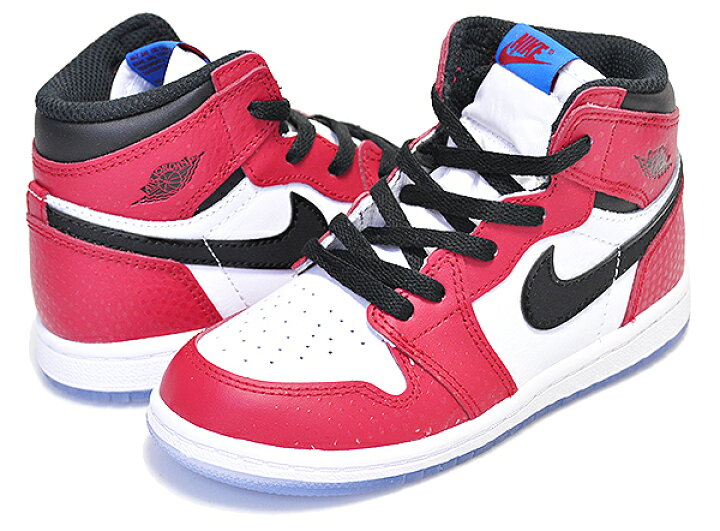 楽天市場 ナイキ ジョーダン 1 キッズ Nike Jordan 1 Retro Hi Og Td Spider Man Gym Red Black White Photo Blue スニーカー Aj1 Air スパイダーマン 8cm 16cm 子供靴 トドラー キッズ Limited Edt