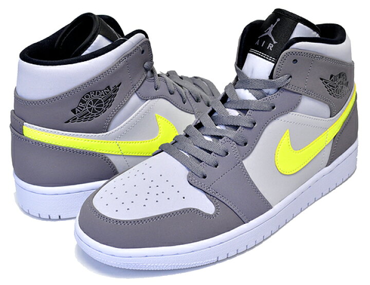 楽天市場】NIKE AIR JORDAN 1 MID gunsmoke/volt-neutral grey 554724 