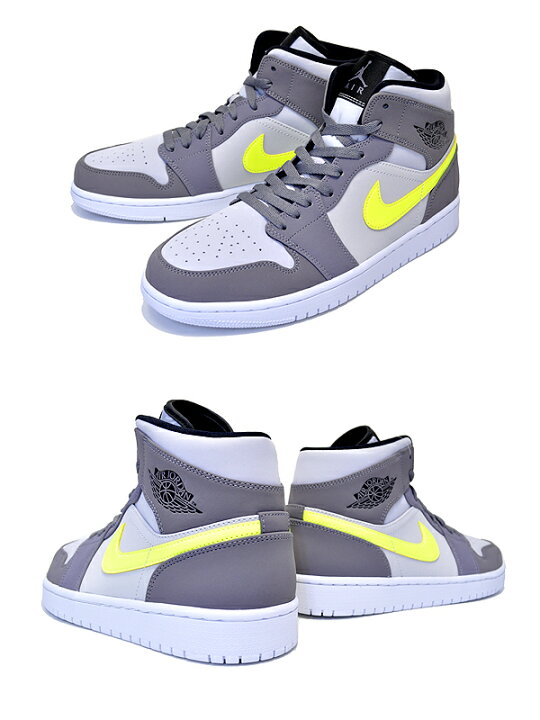 楽天市場】NIKE AIR JORDAN 1 MID gunsmoke/volt-neutral grey 554724 
