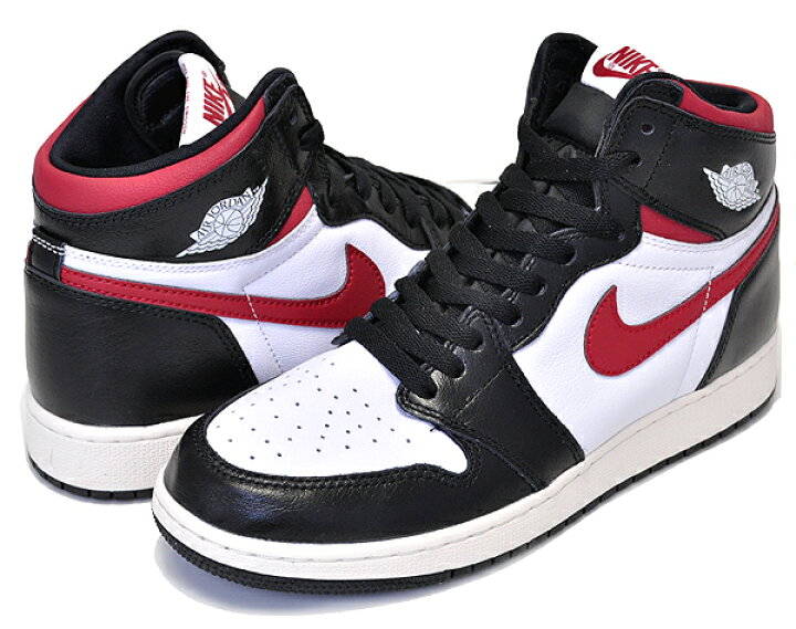 楽天市場】NIKE AIR JORDAN 1 RETRO HI OG GS black/gym red-white  