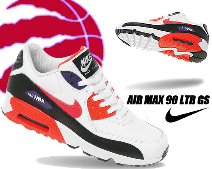 楽天市場】NIKE AIR MAX 90 LTR (GS) white/bright crimson-black  