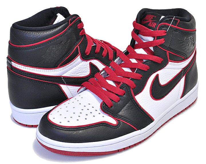 楽天市場】NIKE AIR JORDAN 1 HI OG BLOOD LINE black/gym red-white 